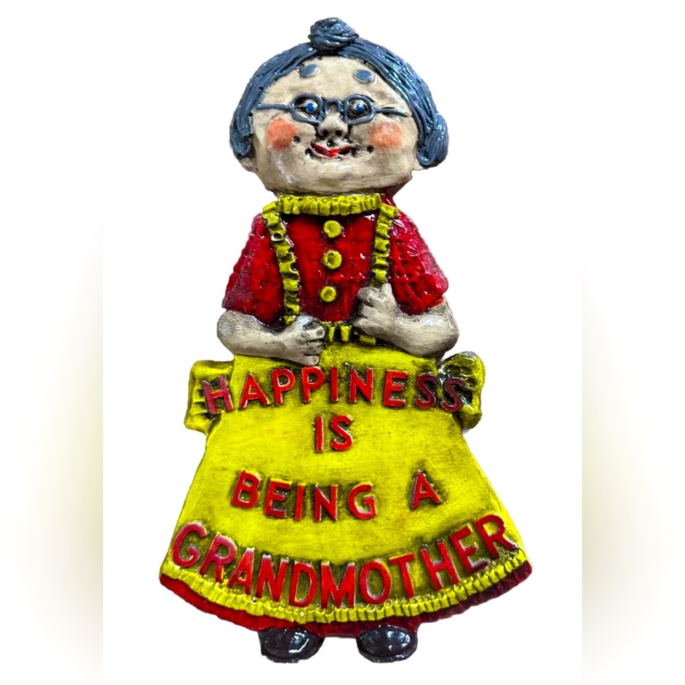 VTG 3D Grandma Wall Plaque Happiness Is Being a Grandmother 13x8 Granny Core
